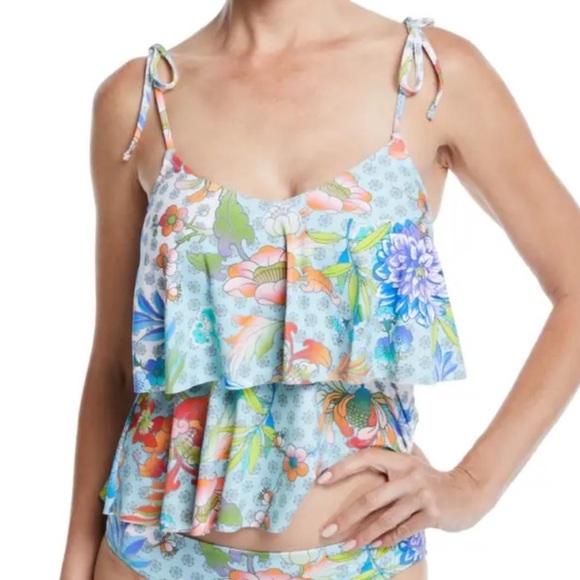 Johnny Was Other - Johnny Was DREAMER Tankini Swim Top Size Small Colorful Floral Adjustable
